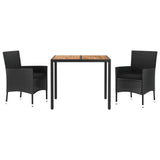 vidaXL 5-delige Tuinset met kussens poly rattan zwart