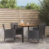vidaXL 5-delige Tuinset met kussens poly rattan zwart