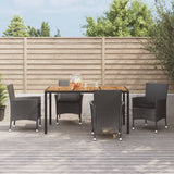 vidaXL 5-delige Tuinset met kussens poly rattan zwart