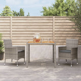 vidaXL 3-Piece Garden Lounge Set with Cushions Poly Rattan Grey