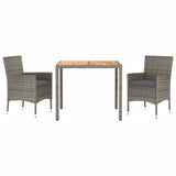 vidaXL 3-Piece Garden Lounge Set with Cushions Poly Rattan Grey