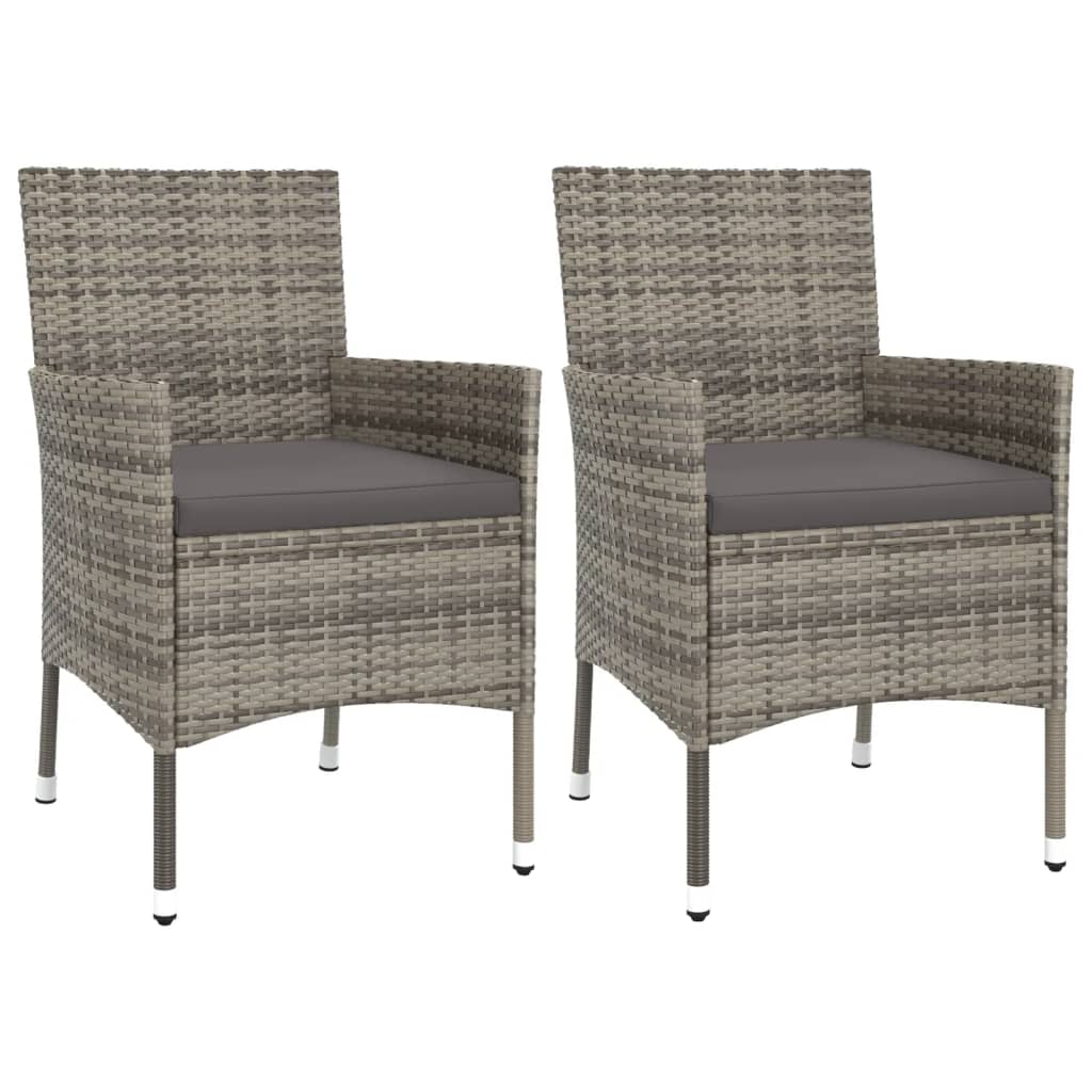 vidaXL 3-Piece Garden Lounge Set with Cushions Poly Rattan Grey