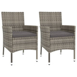vidaXL 3-Piece Garden Lounge Set with Cushions Poly Rattan Grey
