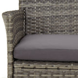 vidaXL 3-Piece Garden Lounge Set with Cushions Poly Rattan Grey