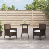 vidaXL 3-delige Bistroset met kussens poly rattan bruin