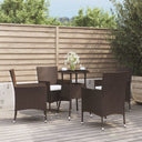 vidaXL 3-delige Bistroset met kussens poly rattan bruin