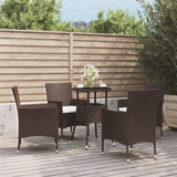 vidaXL 3-delige Bistroset met kussens poly rattan bruin