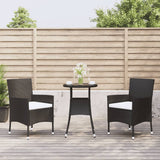 vidaXL 3-delige Bistroset met kussens poly rattan bruin