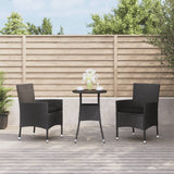 vidaXL 3-delige Bistroset met kussens poly rattan bruin