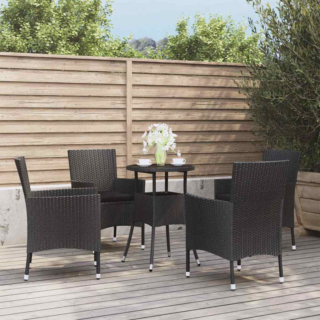 vidaXL 3-delige Bistroset met kussens poly rattan bruin