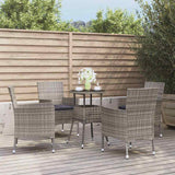 vidaXL 3-delige Bistroset met kussens poly rattan bruin