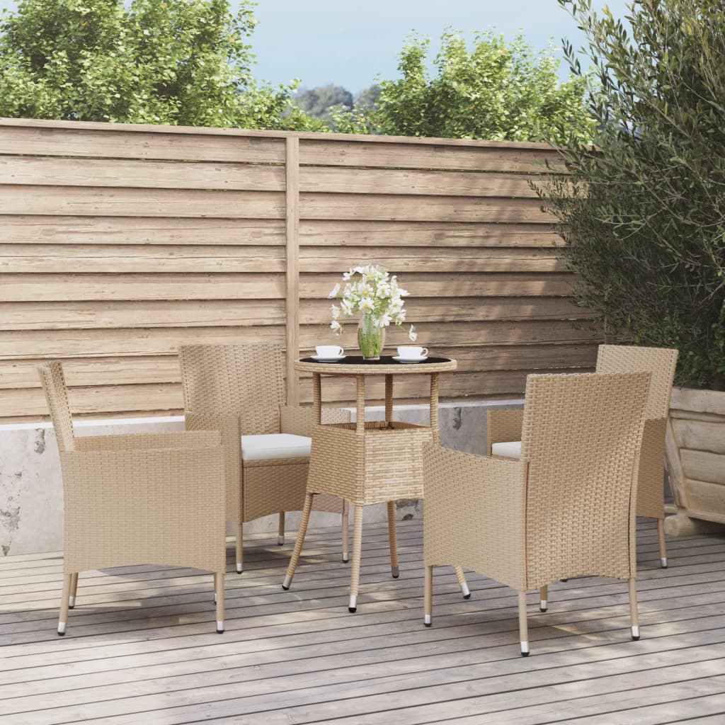 vidaXL 3-delige Bistroset met kussens poly rattan bruin