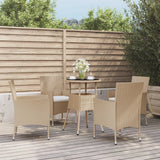 vidaXL 3-delige Bistroset met kussens poly rattan bruin