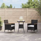 vidaXL 3-delige Bistroset met kussens poly rattan bruin