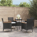 vidaXL 3-delige Bistroset met kussens poly rattan bruin
