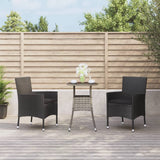 vidaXL 3-delige Bistroset met kussens poly rattan bruin