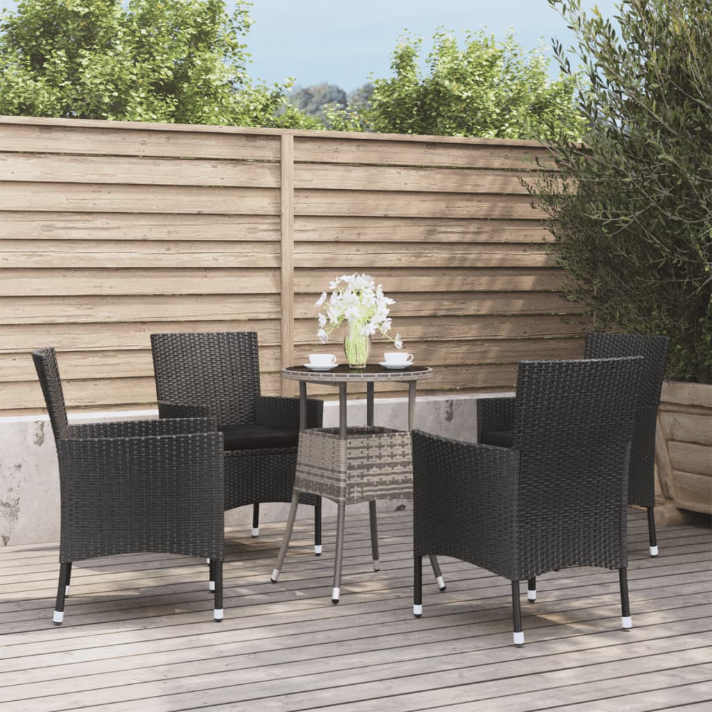 vidaXL 3-delige Bistroset met kussens poly rattan bruin