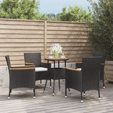 vidaXL 3-Piece Bistro Set with Cushions Poly Rattan Black