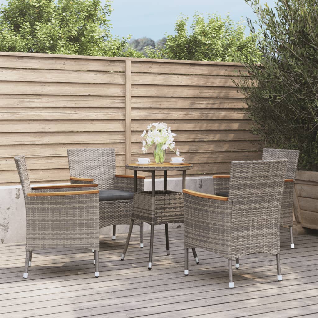 vidaXL 3-Piece Bistro Set with Cushions Poly Rattan Black