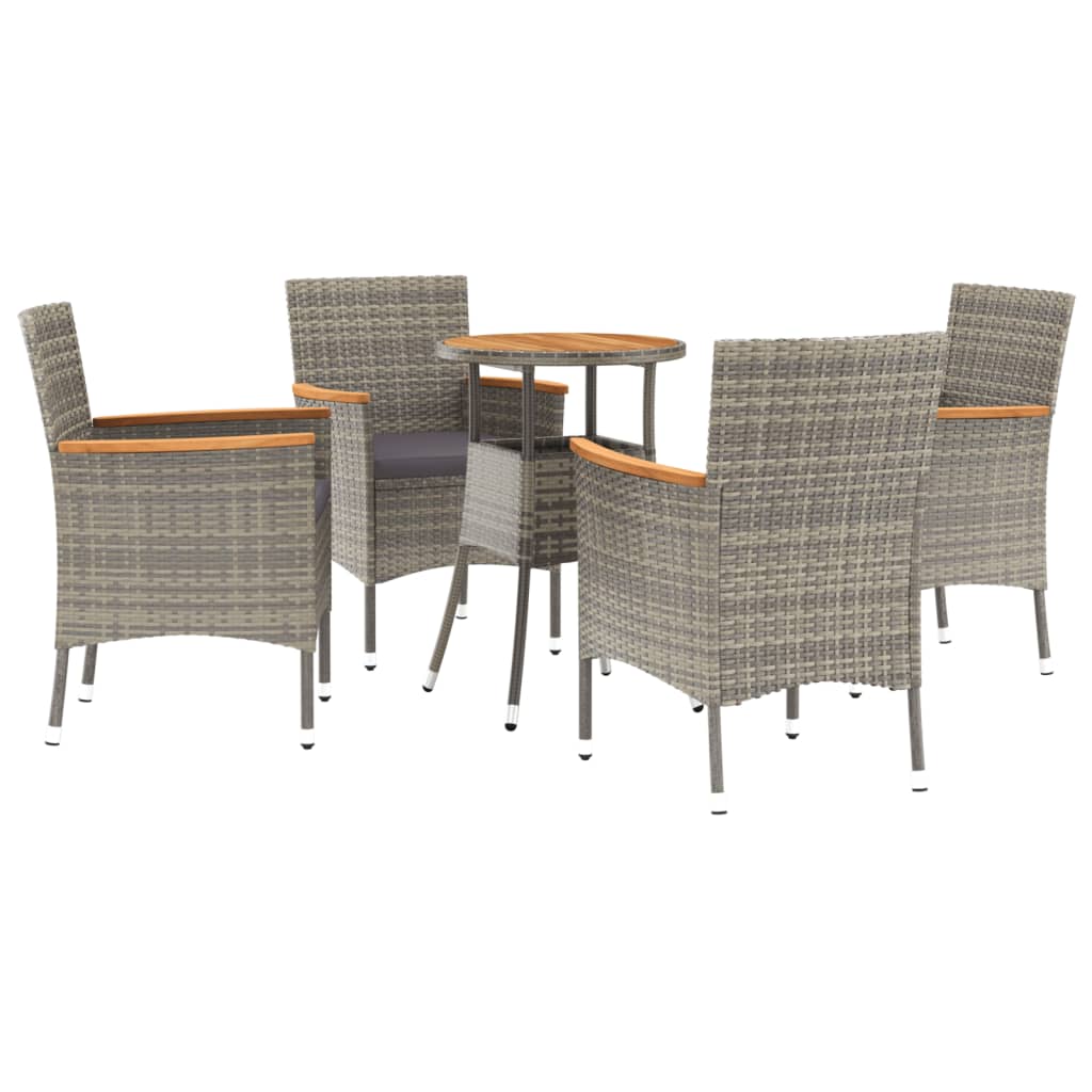 vidaXL 3-Piece Bistro Set with Cushions Poly Rattan Black