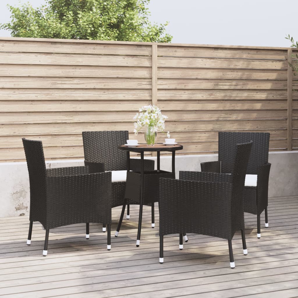 vidaXL 3-Piece Bistro Set with Cushions Poly Rattan Black