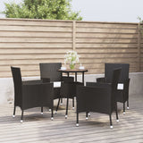 vidaXL 3-Piece Bistro Set with Cushions Poly Rattan Black