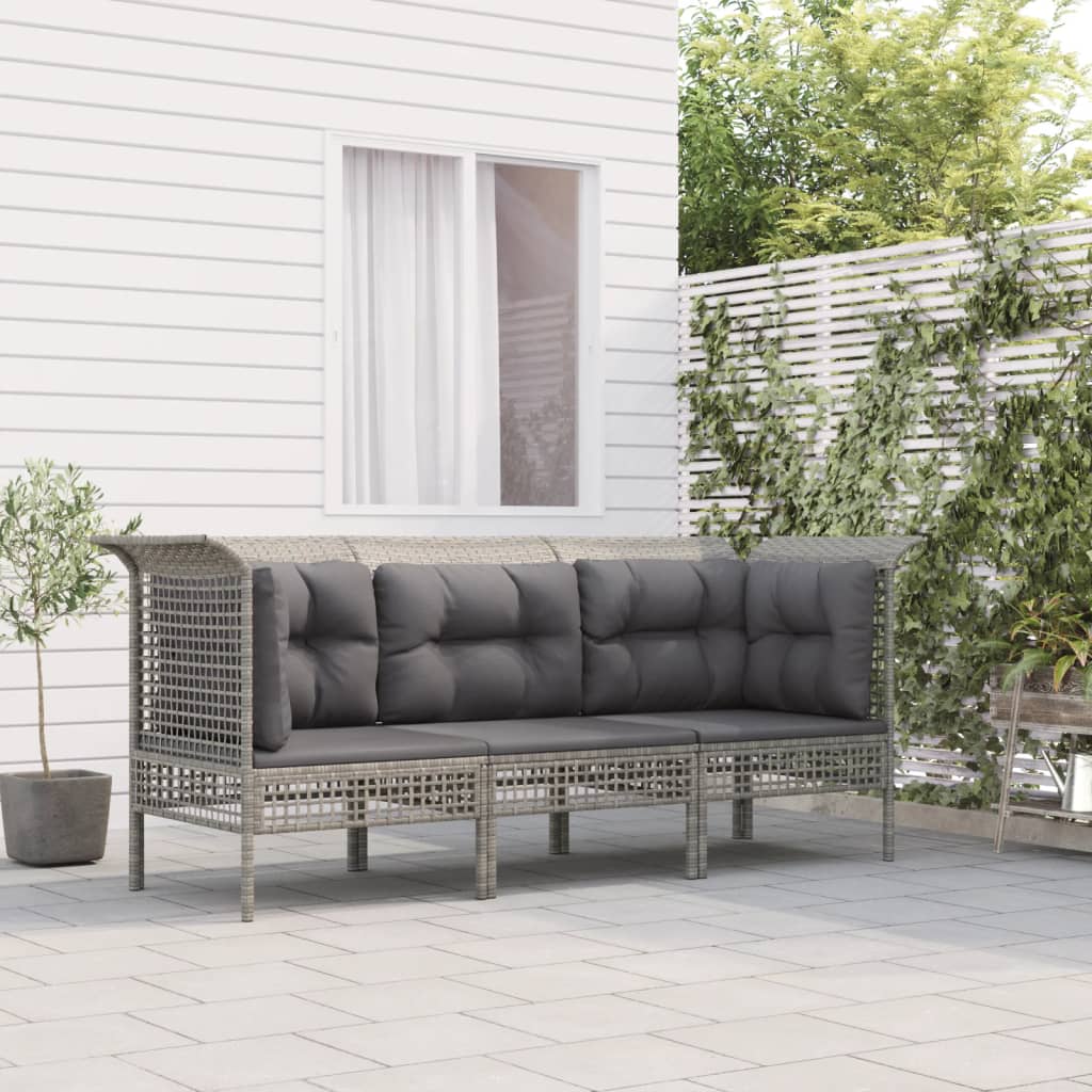 vidaXL Ensemble de salon 3 pièces avec des chaises en poly rotin confortables