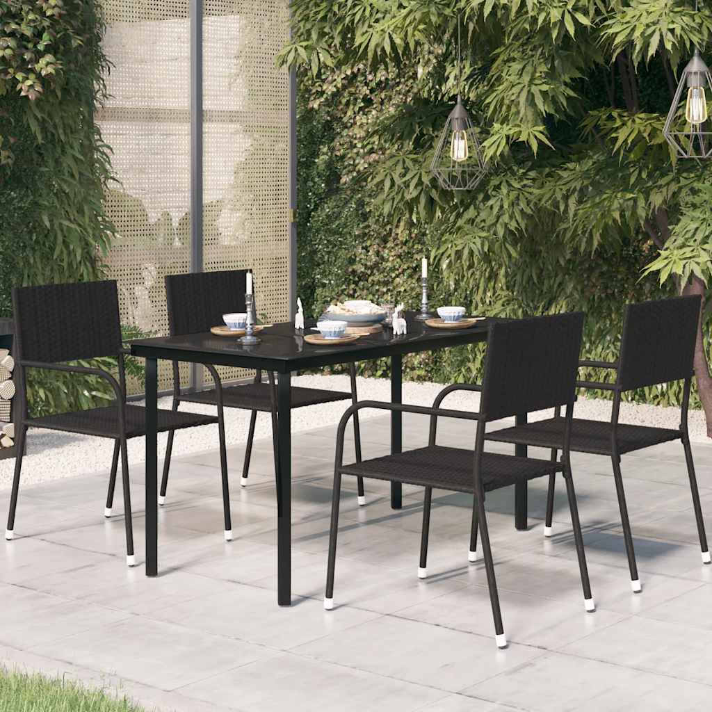 vidaXL Garden Table 200x100x74 cm Steel and Glass Black