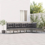 vidaXL 5-Piece Lounge Set with Cushions Poly Rattan Grey