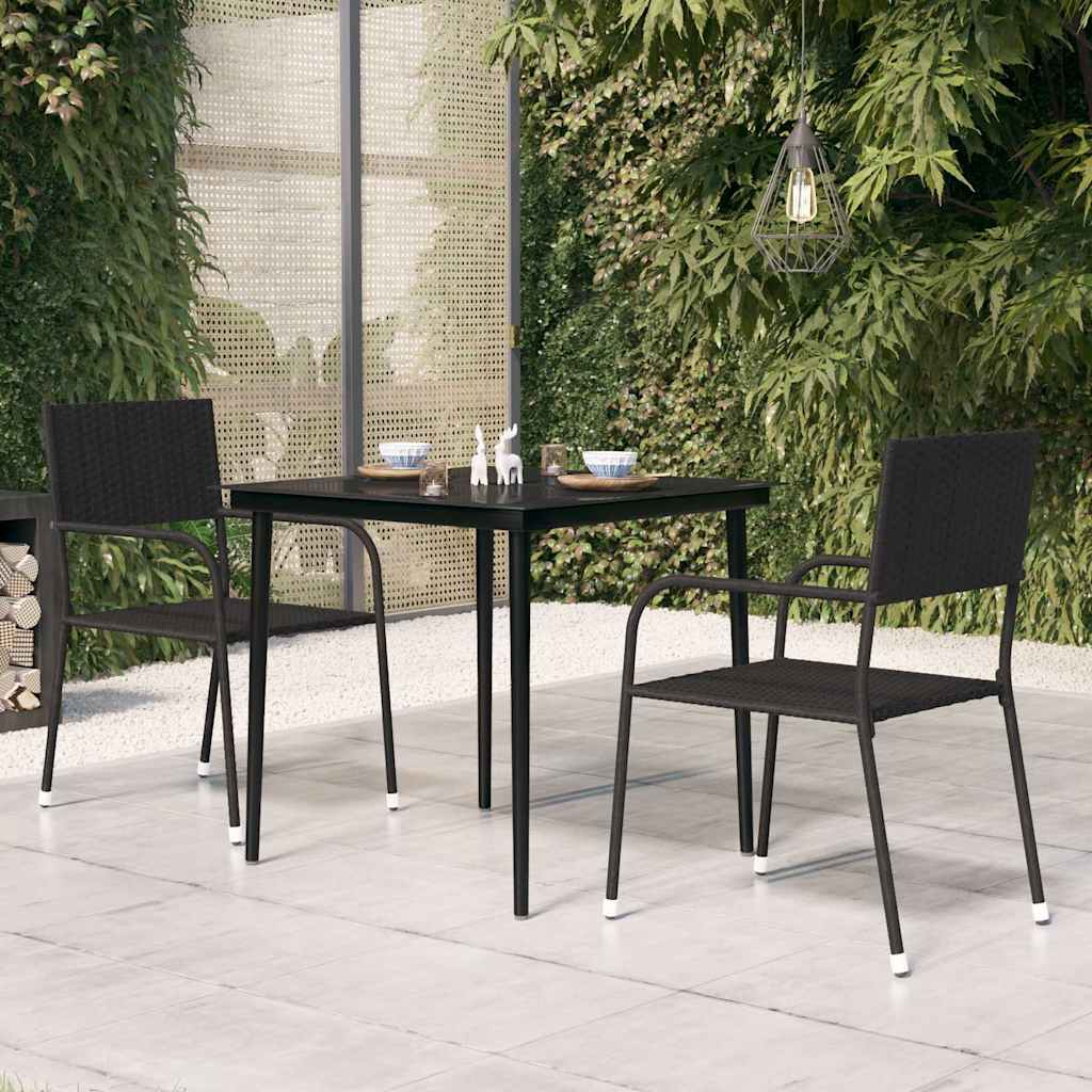 vidaXL Tuintafel 200x100x74 cm staal en glas zwart