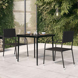 vidaXL Tuintafel 200x100x74 cm staal en glas zwart