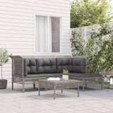 vidaXL 5-Piece Lounge Set with Cushions Poly Rattan Grey