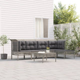 vidaXL 5-Piece Lounge Set with Cushions Poly Rattan Grey