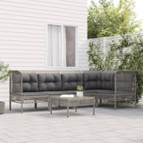 vidaXL 5-delige Loungeset met kussens poly rattan grijs