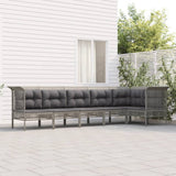 vidaXL 5-delige Loungeset met kussens poly rattan grijs