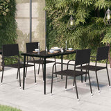vidaXL Tuintafel 200x100x74 cm staal en glas zwart