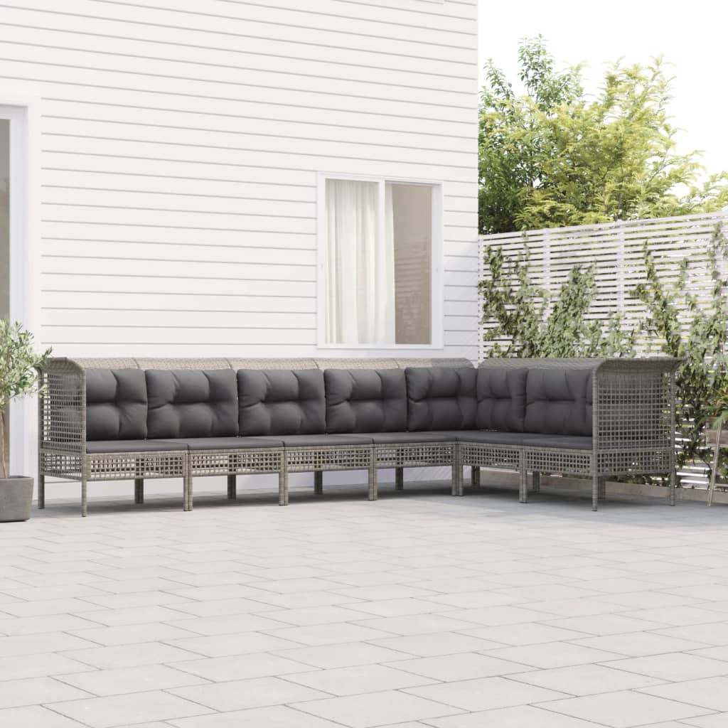 vidaXL 6-delige Loungeset met kussens poly rattan grijs