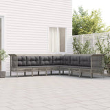 vidaXL 6-delige Loungeset met kussens poly rattan grijs