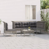 vidaXL 5-delige Loungeset met kussens poly rattan grijs