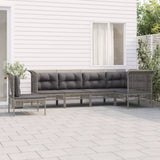 vidaXL 5-delige Loungeset met kussens poly rattan grijs