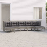 vidaXL 6-delige Loungeset met kussens poly rattan grijs