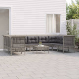 vidaXL 6-delige Loungeset met kussens poly rattan grijs