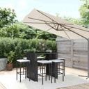vidaXL 5-delige Tuinbarset met kussens poly rattan zwart