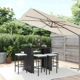 vidaXL 5-delige Tuinbarset met kussens poly rattan zwart