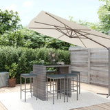 vidaXL 5-delige Tuinbarset met kussens poly rattan zwart