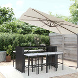 vidaXL 5-delige Tuinbarset met kussens poly rattan zwart