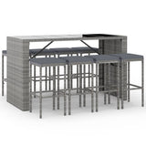 vidaXL 5-delige Tuinbarset met kussens poly rattan zwart