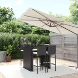 vidaXL 5-delige Tuinbarset met kussens poly rattan zwart