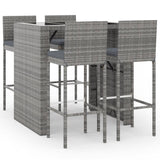 vidaXL 5-delige Tuinbarset met kussens poly rattan zwart