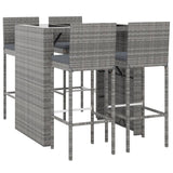 vidaXL 5-delige Tuinbarset met kussens poly rattan zwart
